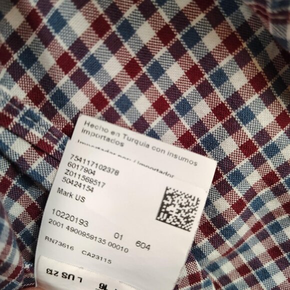 BOSS Hugo Boss  Sharp Fit Shirt Mens 16L Plaid Button Down Dress Shirt - Picture 6 of 9